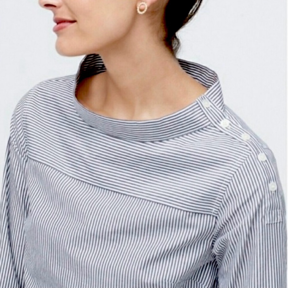 J. Crew Blue and White Striped Button Down Shirt